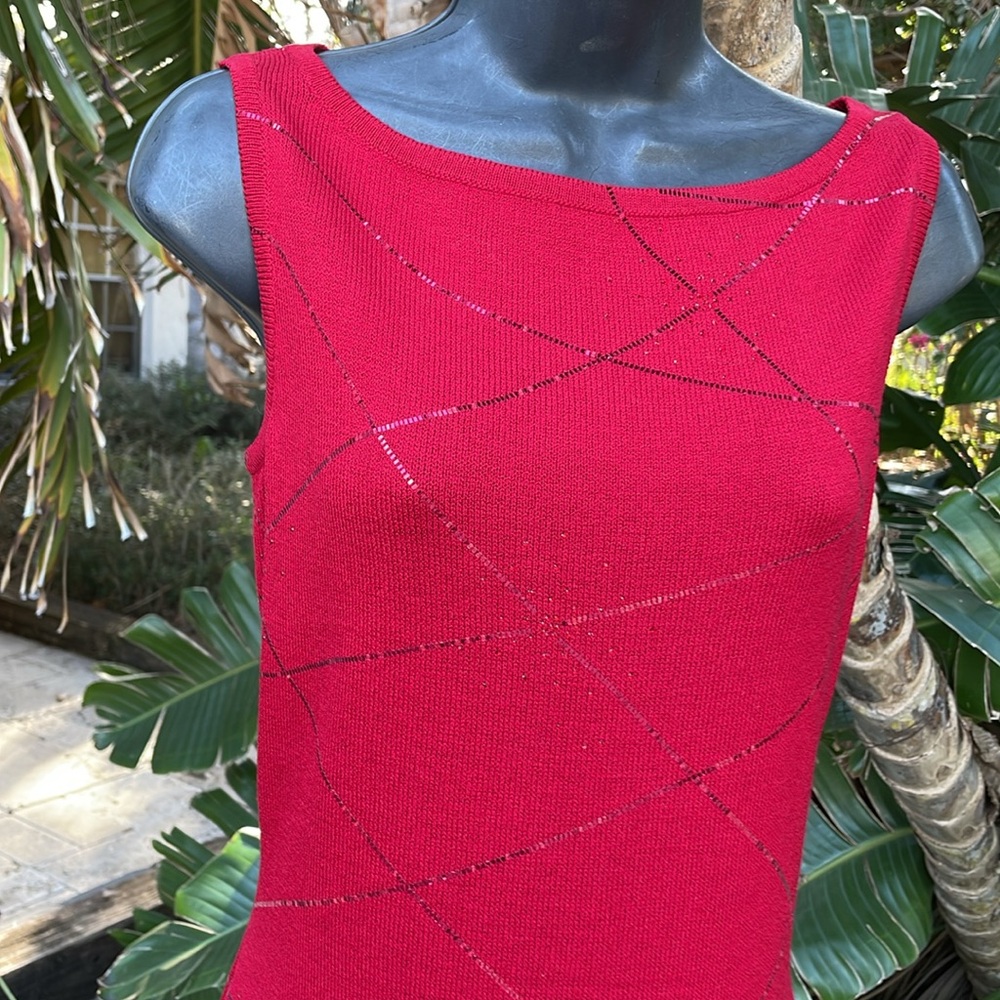 - St. John evening cherry embellished knit gown